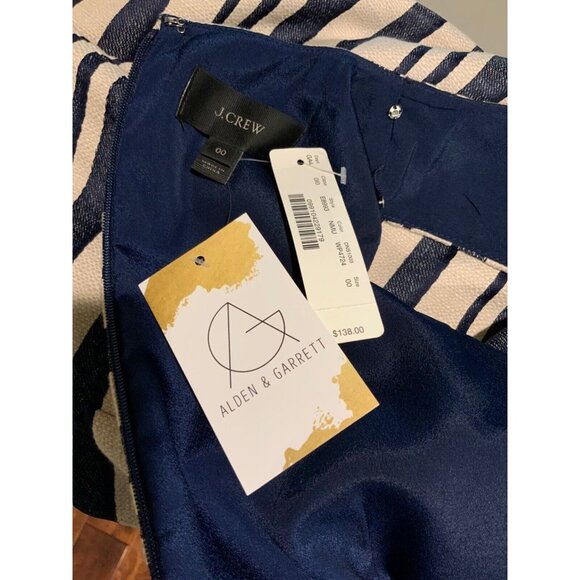 J. Crew Blue & Cream Striped Shift Dress, W/ Scallop & Rivet Hem, Size 00, NWT!! - Picture 9 of 9